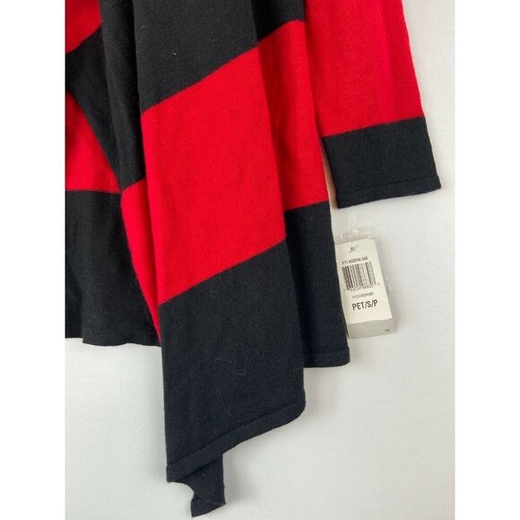 INC International Concepts Black Red Striped Drape Cardigan Size Petite … - Picture 4 of 5